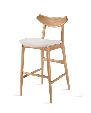 Indulge in the luxury of our Joana Upholstered Stool, featuring a sturdy frame and backrest made of solid wood. 